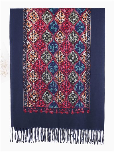 Bufanda bordada con flecos