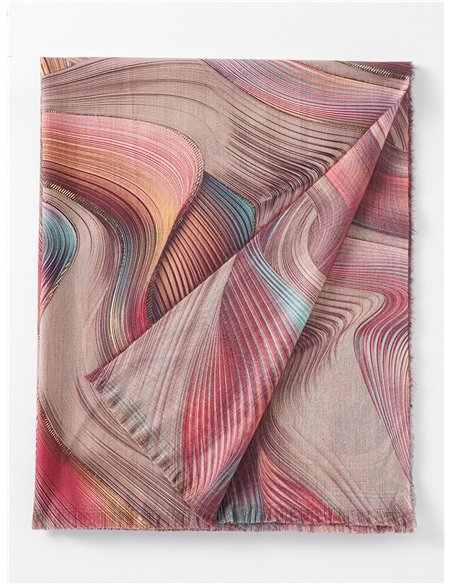 Metallic wave‑print scarf
