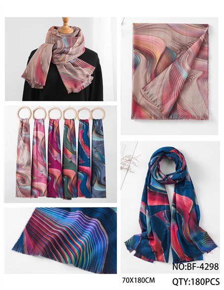 Metallic wave‑print scarf