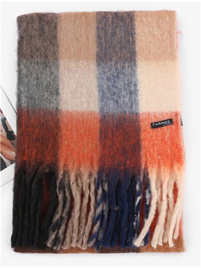 Bufanda cuadros con flecos