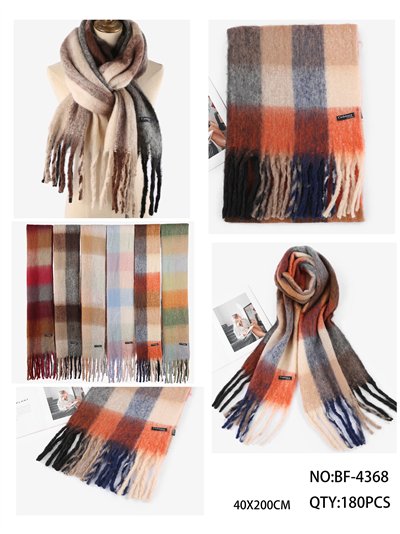 Bufanda cuadros con flecos 2
