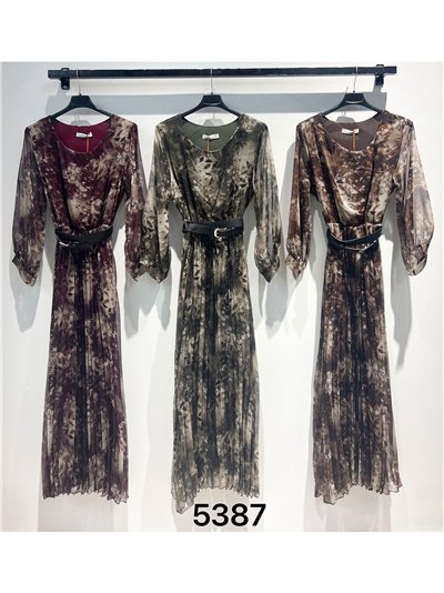 Vestido largo plisado estampado floral