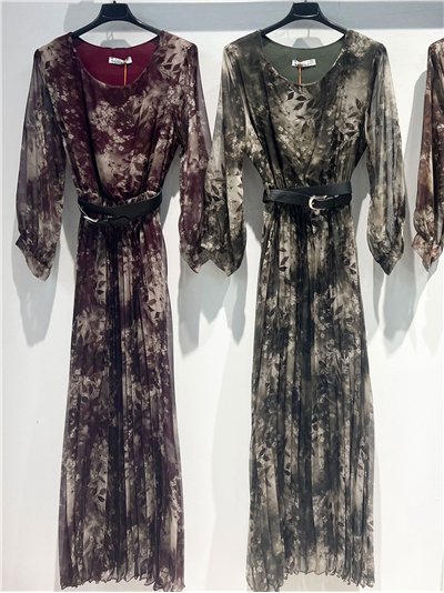 Vestido largo plisado estampado floral 2