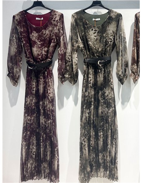 Floral print pleated maxi dress