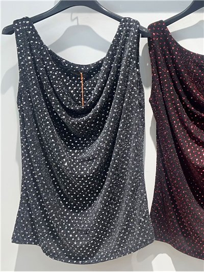 Top fiesta escote drapeado con glitter 2