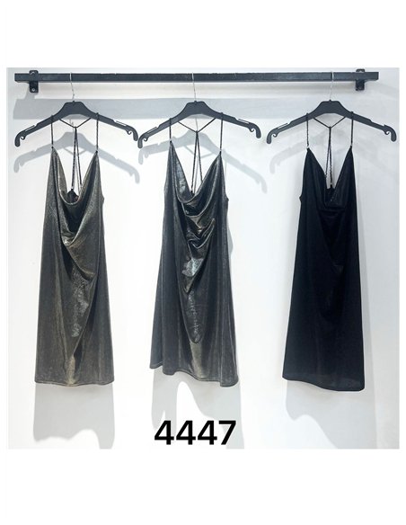 Metallic party cowl mini dress