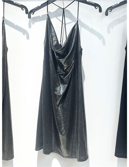 Metallic party cowl mini dress