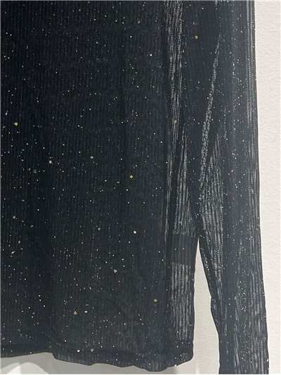 Camiseta semitransparente fiesta cuello perkins con glitter 2