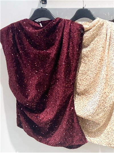 Top fiesta escote drapeado de lentejuelas 2