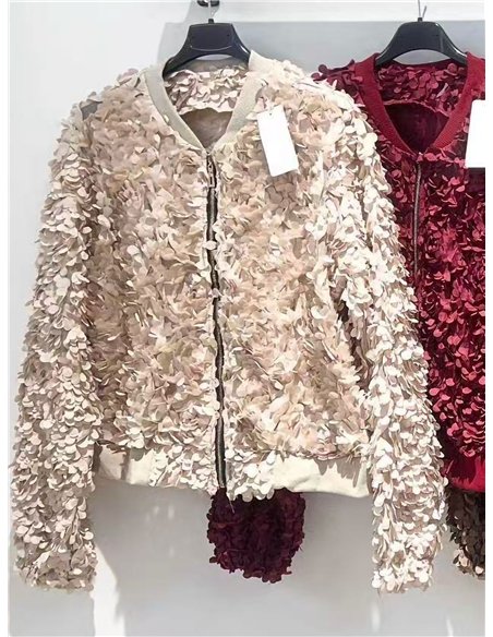 Bomber fiesta de tul flores con relieve