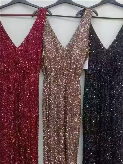 Vestido largo fiesta de lentejuelas con abertura 2