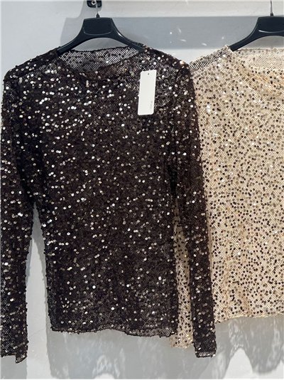 Top transparente fiesta malla con lentejuelas 2