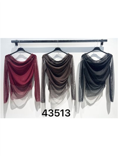 Top fiesta de tul plumeti con escote drapeado