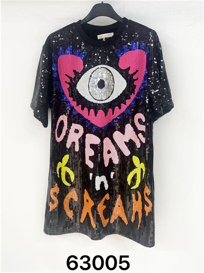 Sequin party dress with eye motif