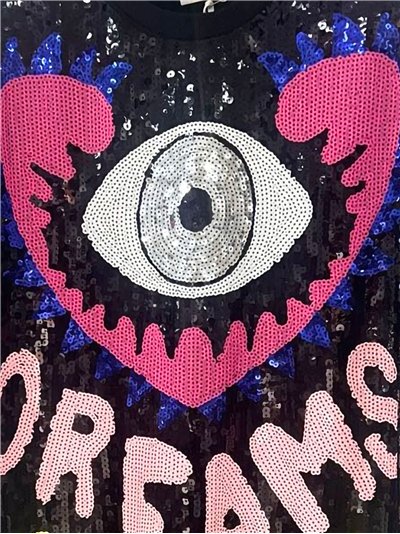 Sequin party dress with eye motif 2
