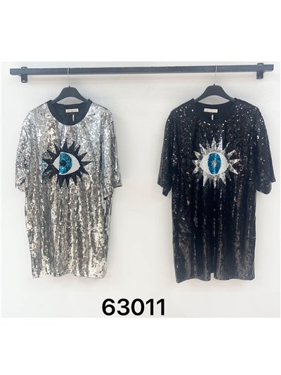 Sequin party dress with eye motif