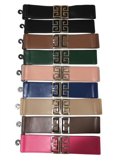 Cinturón elástico hebilla geométrica metal