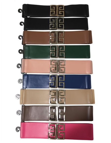 Cinturón elástico hebilla geométrica metal