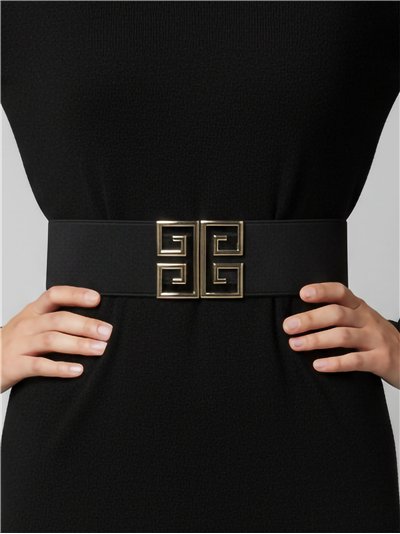 Cinturón elástico hebilla geométrica metal 2