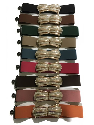 Cinturón elástico hebilla lazo strass