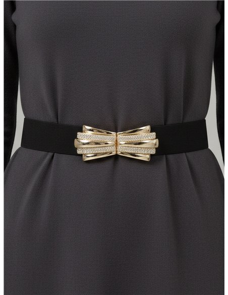 Cinturón elástico hebilla lazo strass