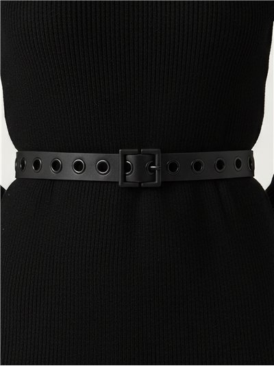 Cinturón con ojales metálicos y hebilla cuadrada 2