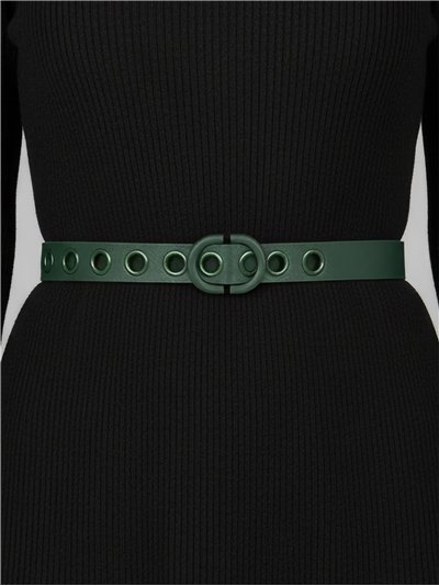 Cinturón fino con ojales y hebilla redonda 2