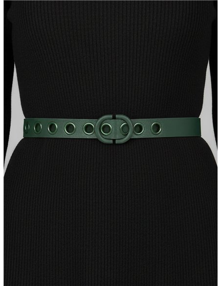 Cinturón fino con ojales y hebilla redonda