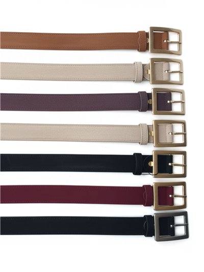 Cinturón piel hebilla cuadrada