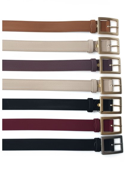 Cinturón piel hebilla cuadrada