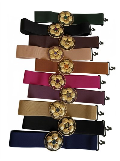 Cinturón elástico hebilla flor