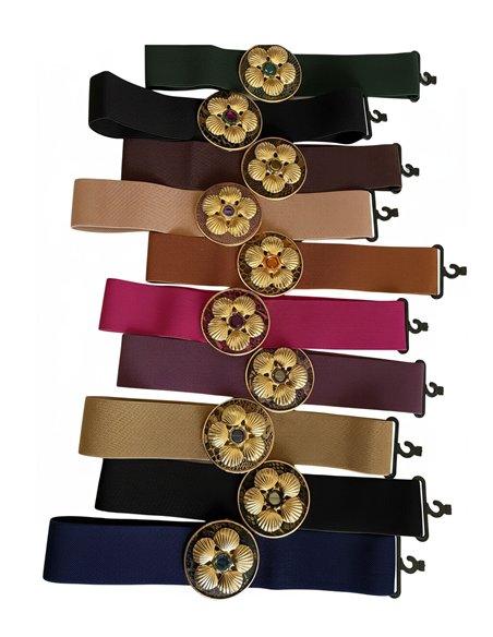 Cinturón elástico hebilla flor