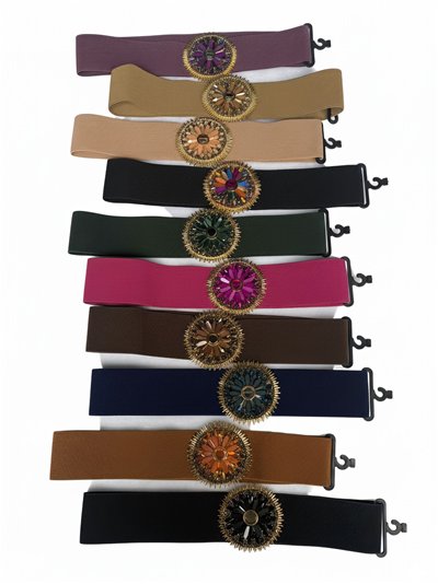 Cinturón elástico hebilla sol con cristales