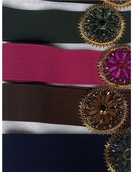 Cinturón elástico hebilla sol con cristales