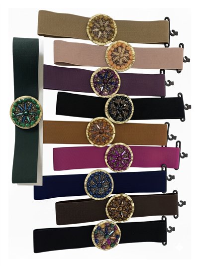 Cinturón elástico hebilla efecto piedras