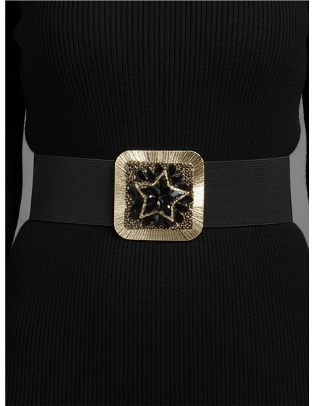 Cinturón elástico hebilla cuadrada estrella pedrería