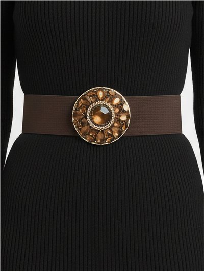 Cinturón elástico hebilla redonda con pedrería 2