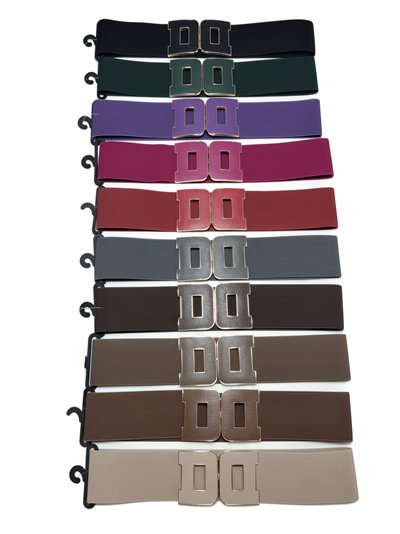 Cinturón elástico hebilla doble efecto piel