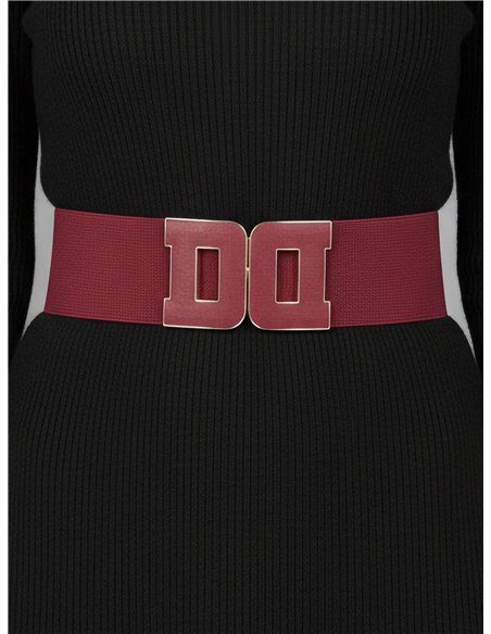 Cinturón elástico hebilla doble efecto piel