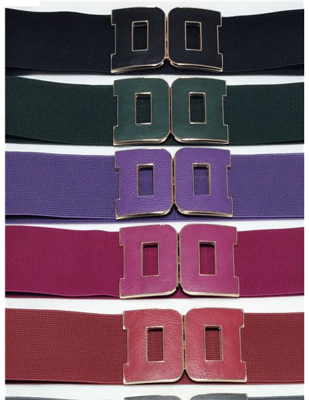 Cinturón elástico hebilla doble efecto piel