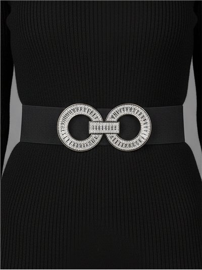 Cinturón elástico hebilla doble anilla con rhinestones 2