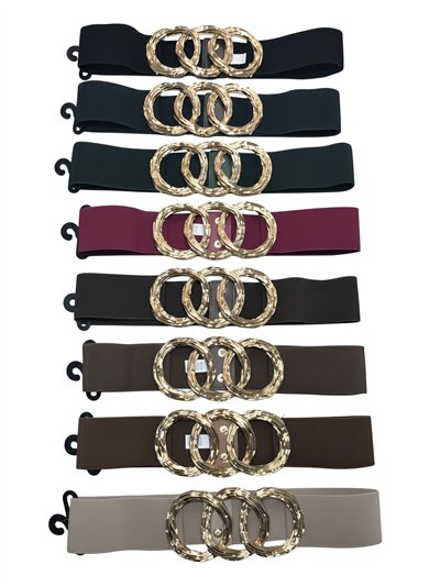 Cinturón elástico hebilla triple anilla martillada