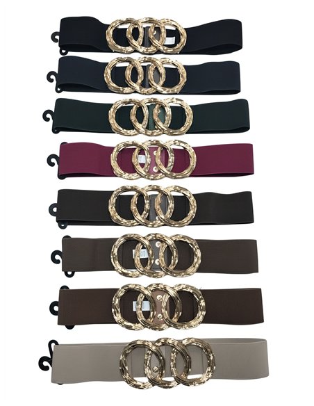 Cinturón elástico hebilla triple anilla martillada