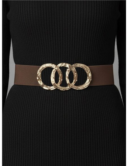 Cinturón elástico hebilla triple anilla martillada