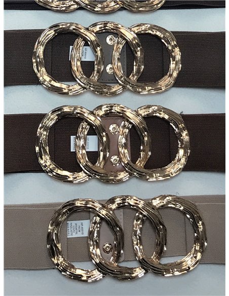 Cinturón elástico hebilla triple anilla martillada