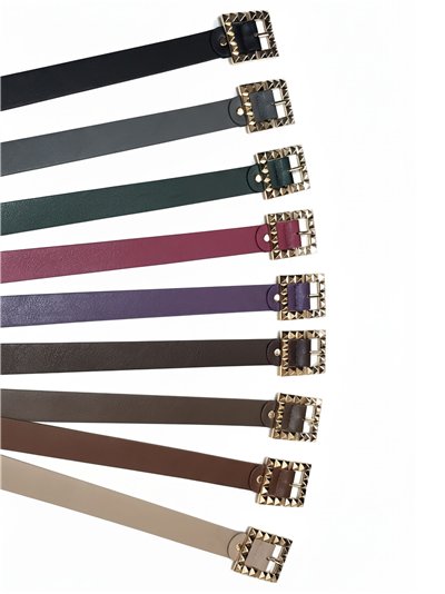 Cinturón hebilla cuadrada con tachuelas