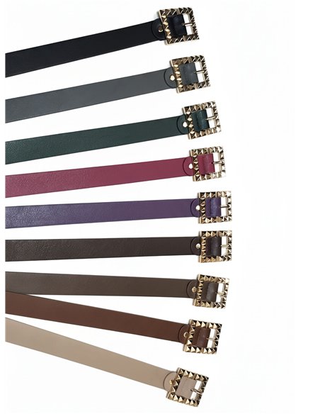 Cinturón hebilla cuadrada con tachuelas