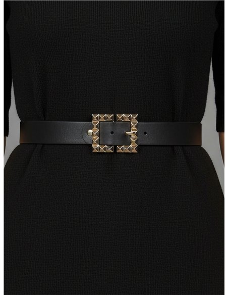 Cinturón hebilla cuadrada con tachuelas