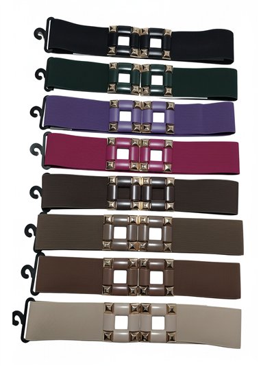 Cinturón elástico hebilla doble con tachuelas