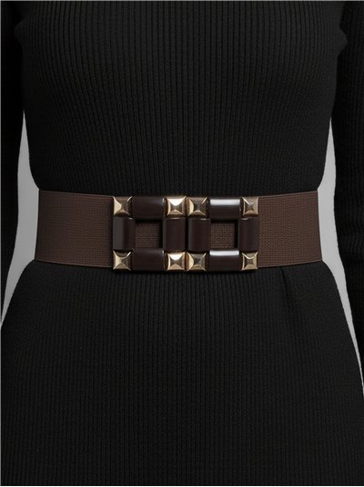 Cinturón elástico hebilla doble con tachuelas 2